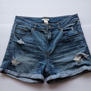 H&M Blue Jean Shorts Classic Distressed Style - Size 8